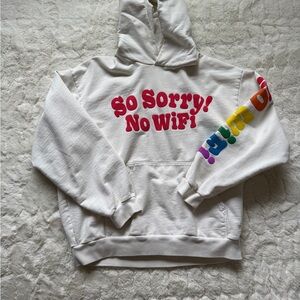 White Hoodie with Colorful Text